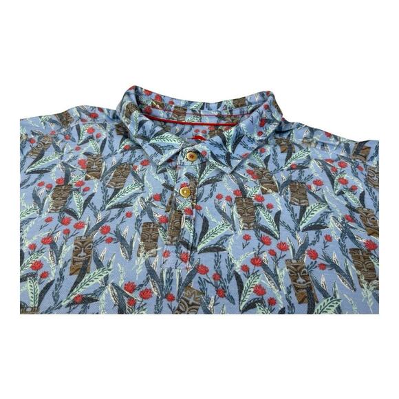 Tommy Bahama Men’s XXXL Nan Tiki Polo Shirt Short Sleeve Infinity Pool Blue Red - Picture 1 of 14
